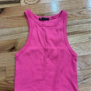Zara Fuchsia Ribbed Sleeveless Top